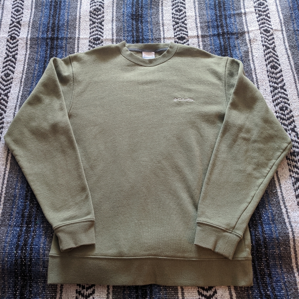 Columbia Olive Green Sweatshirt Army Green Sweater Men's Casual Dress